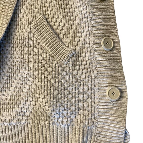 McDuff Light Gray Open Snap Front Poncho Wool Cashmere Mock Neck Sweater S/M - Picture 10 of 15